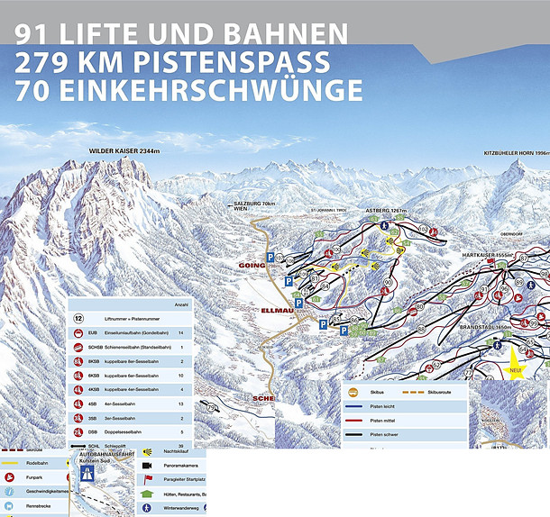 Scheffau (SkiWelt) Pistenkarte