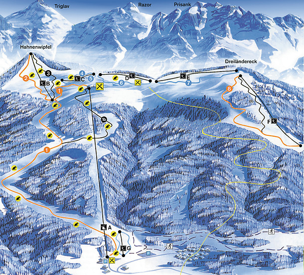 Dreiländereck Pistenkarte