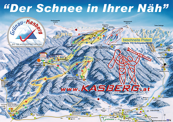 Kasberg - Grünau Pistenkarte