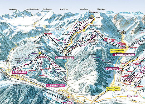 Zauchensee - Flachauwinkl Pistenkarte