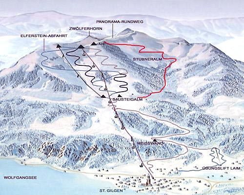 Zwölferhorn Seilbahn St. Gilgen Pistenkarte