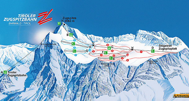 Tiroler Zugspitzbahn Pistenkarte