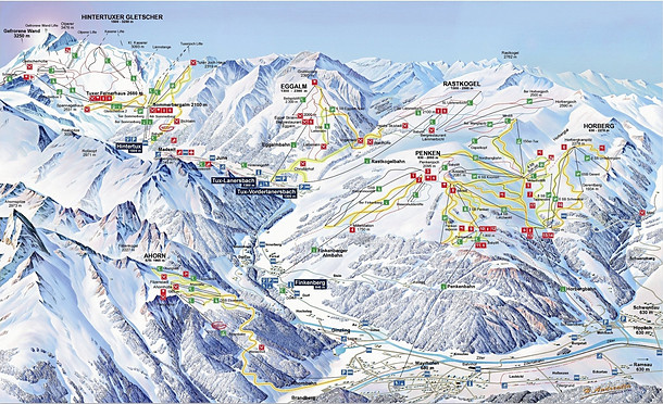Rastkogel/Ski- & Gletscherwelt Zillertal Pistenkarte