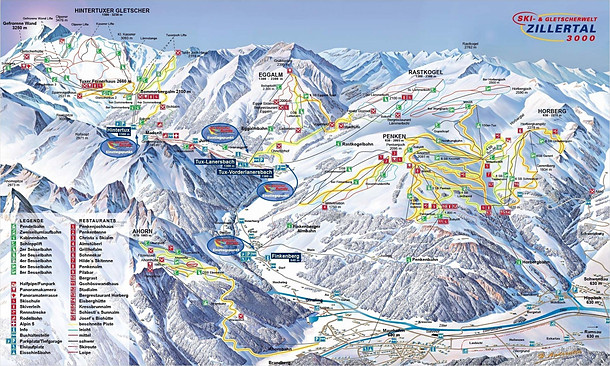 Ski- und Gletscherwelt Zillertal 3000 Pistenkarte