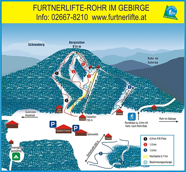 Furtnerlifte Rohr im Gebirge Pistenkarte