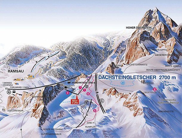 Dachstein Gletscher Pistenkarte